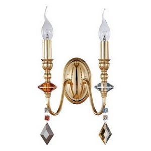 Изображение товара Бра Crystal Lux MERCEDES AP2 GOLD/COLOR в виде свечи с подвесками