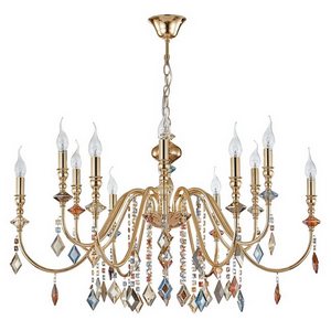 Изображение товара Подвесная люстра Crystal Lux MERCEDES SP6+6 GOLD/COLOR в виде свечи