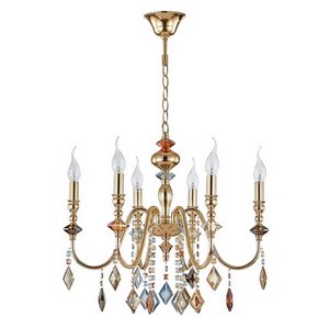 Изображение товара Подвесная люстра Crystal Lux MERCEDES SP6 GOLD/COLOR в виде свечи