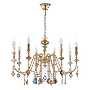 Изображение товара Подвесная люстра Crystal Lux MERCEDES SP8 GOLD/COLOR в виде свечи