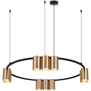 Изображение товара Подвесной светильник Denkirs Orbit DK4065-BK+SG 10xGU10 LED до 15 Вт, черный + сатинированное золото кольцо