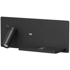 Изображение товара Настенный светильник светодиодный Denkirs Chargelux DK5093-BK с функцией беспроводной зарядки, USB-A , 3Вт+8Вт, 3000К, правый, алюминий, черный