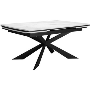 Изображение товара Стол с боковыми вставками на 8 персон DikLine KM160 мрамор С41 (керамика белая)/опоры черные 00-00069809 (прямоугольная столешница, 4 ножки)