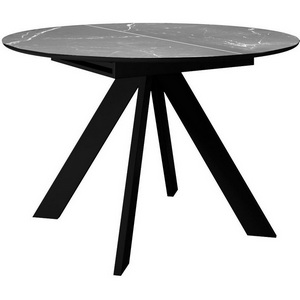 Изображение товара Стол вставка-бабочка DikLine SKC110 d1100 Керамика Серый мрамор/подстолье черное/опоры черные 00-00070093 (круглая столешница, 4 ножки)