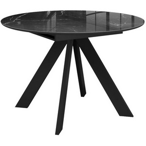 Изображение товара Стол вставка-бабочка на 6 персон DikLine SFC110 d1100 стекло Оптивайт Черный мрамор/подстолье черное/опоры черные 00-00070096 (круглая столешница, 4 ножки)