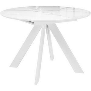 Изображение товара Стол вставка-бабочка на 6 персон DikLine SFC110 d1100 стекло Оптивайт Белый мрамор/подстолье белое/опоры белые 00-00070097 (круглая столешница, 4 ножки)