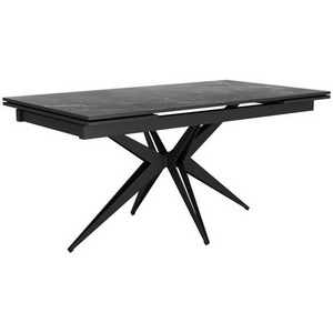 Изображение товара Стол с боковыми вставками на 8 персон DikLine KW160 мрамор С45 (керамика черная)/опоры черные 00-00071269 (прямоугольная столешница, 4 ножки)