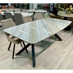 Изображение товара Стол DikLine KS220 керамика бежевый мрамор JA687 глянец Jasmin/опоры черные (2 уп.)