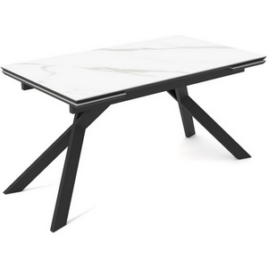 Изображение товара Стол с боковыми вставками на 8 персон DikLine SKW140 Керамика белая FNZ 9206037/подстолье черное/опоры черные (2 уп.) 00-00071658 (прямоугольная столешница, 4 ножки)