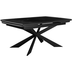 Изображение товара Стол с боковыми вставками на 8 персон DikLine KM160 мрамор С45 (керамика черная/опоры черные) 00-00071868 (прямоугольная столешница, 4 ножки)