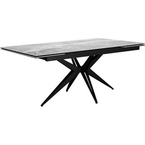 Изображение товара Стол с боковыми вставками на 8 персон DikLine KW160 мрамор С31 (керамика серая глянец)/опоры черные 00-00071870 (прямоугольная столешница, 4 ножки)