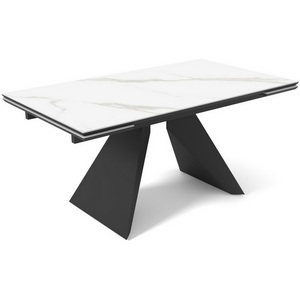 Изображение товара Стол с боковыми вставками на 8 персон DikLine SKB160 Керамика FNZ 9206037 (белая)/подстолье черное/опоры черные (2 уп.) 00-00072183 (прямоугольная столешница, 2 ножки)