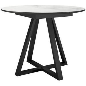 Изображение товара Стол DikLine SKZ100 d1000 Керамика Cristal Onyx Bianco Polished/подстолье черное/опоры черные (2 уп.)