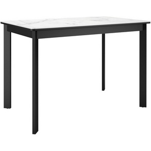 Изображение товара Стол телескоп с цельной вставкой на 6 персон DikLine LK110 Керамика Белый мрамор/подстолье черное/опоры черные 00-00073631 (прямоугольная столешница, 4 ножки)