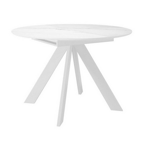 Изображение товара Стол DikLine SKC90 d900 Керамика Белый мрамор/подстолье белое/опоры белые 00-00073779 (круглая столешница)