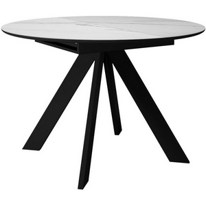 Изображение товара Стол вставка-бабочка на 4 персоны DikLine SKC90 d900 Керамика Белый мрамор/подстолье черное/опоры черные 00-00073780 (круглая столешница, 4 ножки)