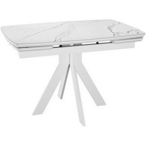 Изображение товара Стол с боковыми вставками на 8 персон DikLine DKU120 Керамика Белый мрамор/подстолье белое/опоры белые (2 уп.) 00-00074483 (прямоугольная столешница, 4 ножки)