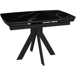 Изображение товара Стол с боковыми вставками на 8 персон DikLine DKU120 Керамика Черный мрамор/подстолье черное/опоры черные (2 уп.) 00-00074486 (прямоугольная столешница, 4 ножки)