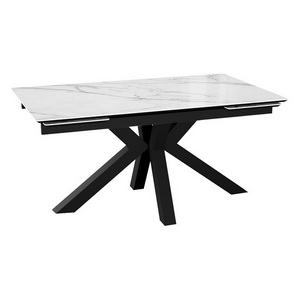 Изображение товара Стол DikLine SFE160 Керамика Tianshan White (белый полуглянец)/подстолье черное/опоры черные (2 уп.) 00-00074488 (прямоугольная столешница)