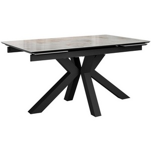 Изображение товара Стол с боковыми вставками на 8 персон DikLine SFE160 Керамика Italian Grey (глянец серый)/подстолье черное/опоры черные (2 уп.) 00-00074489 (прямоугольная столешница, 4 ножки)