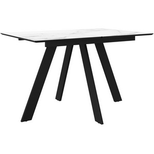 Изображение товара Стол вставка-бабочка на 4 персоны DikLine DKD120, керамика 120(160)х80, мрамор белый матовый, опоры черные (2 уп.) 00-00075136 (прямоугольная столешница, 4 ножки)