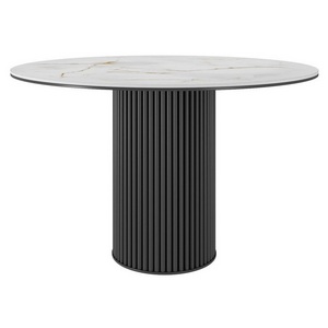 Изображение товара Стол DikLine AKR120 Керамика глянец Ostra Bianco/подстолье черное/опоры черные (2 уп.) 00-00075272 (круглая столешница)