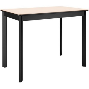 Изображение товара Стол телескоп с цельной вставкой на 6 персон DikLine LK90 Керамика Krater Perla (бежевый матовый)/подстолье черное/опоры черные 00-00075474 (прямоугольная столешница, 4 ножки)