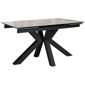 Изображение товара Стол с боковыми вставками на 8 персон DikLine SFE140 Керамика Italian Grey (глянец серый)/подстолье черное/опоры черные (2 уп.) 00-00075483 (прямоугольная столешница, 4 ножки)