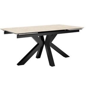 Изображение товара Стол DikLine SFE160 Керамика Krater Perla (бежевый матовый)/подстолье черное/опоры черные (2 уп.) 00-00076284 (прямоугольная столешница)