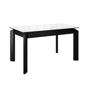 Изображение товара Стол DikLine KT140 керамика белый мрамор С39 глянец/опоры черные (2 уп) 00-00078029 (прямоугольная столешница)