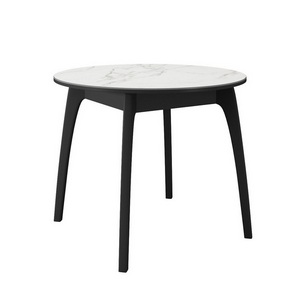 Изображение товара Стол DikLine MK46 Керамика Белый мрамор/подстолье черное/опоры черные 00-00079587 (круглая столешница)