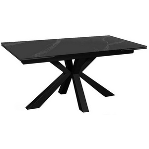 Изображение товара Стол с боковыми вставками на 8 персон SFE140 Черный мрамор/подстолье черное/опоры черные (2 уп.) Dikline 00-00062492 (прямоугольная столешница, 4 ножки)