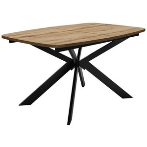 Изображение товара Стол с цельной вставкой на 6 персон DikLine B140 Дуб Галифакс (ЛДСП EGGER), опоры черные (прямоугольная столешница, 4 ножки)