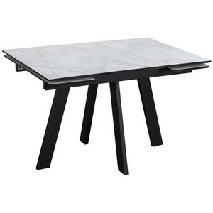 Изображение товара Стол с боковыми вставками обеденный DikLine WINGS Жемчужный Перито, Черный, Черный (прямоугольная столешница, 4 ножки)