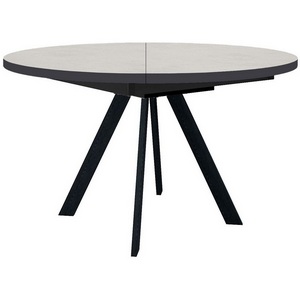 Изображение товара Стол вставка-бабочка на 6 персон DikLine RD120 хромикс белый, опоры черные (круглая столешница, 4 ножки)