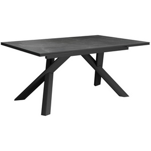 Изображение товара Стол с боковыми вставками на 8 персон DikLine KX160 мрамор черный Марквин, опоры черные (прямоугольная столешница, 4 ножки)