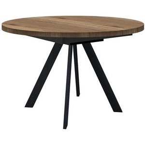 Изображение товара Стол вставка-бабочка на 4 персоны DikLine RD100 Дуб Галифакс, опоры черные (круглая столешница, 4 ножки)