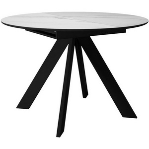 Изображение товара Стол вставка-бабочка DikLine SKC100 d1000 Керамика Белый мрамор, подстолье черное, опоры черные (круглая столешница, 4 ножки)