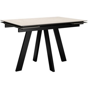 Изображение товара Стол с боковыми вставками на 6 персон DikLine DM120 Хромикс белый, опоры черные (прямоугольная столешница, 4 ножки)