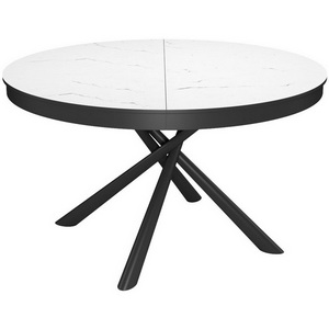 Изображение товара Стол вставка-бабочка на 6 персон DikLine KR120 мрамор белый Венус, опоры черные (круглая столешница, 4 ножки)