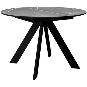 Изображение товара Стол вставка-бабочка DikLine SKC100 d1000 Керамика Серый мрамор, подстолье черное, опоры черные (круглая столешница, 4 ножки)