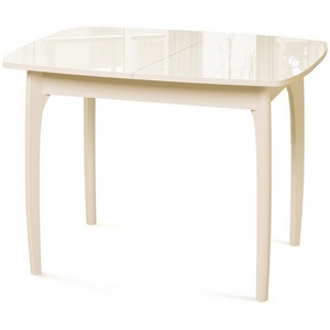 Изображение товара Стол вставка-бабочка М15 слоновая кость/стекло бежевое optiwhite Dikline 00-00060578 (прямоугольная столешница, 4 ножки)