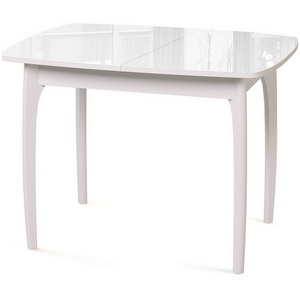 Изображение товара Стол вставка-бабочка М40 белый/стекло белое optiwhite Dikline 00-00060580 (прямоугольная столешница, 4 ножки)