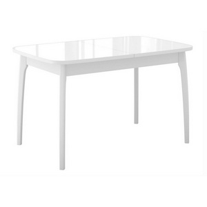 Изображение товара Стол с вставкой М15 белый/стекло белое optiwhite Dikline 00-00060576 (прямоугольная столешница, 4 ножки)