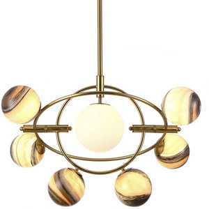 Изображение товара Потолочная люстра молекулы на штанге KG1122P-7B DeLight Collection Planet brass