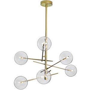 Изображение товара Потолочная люстра молекулы на штангеDelight Collection Globe Mobile 9307P-6A gold