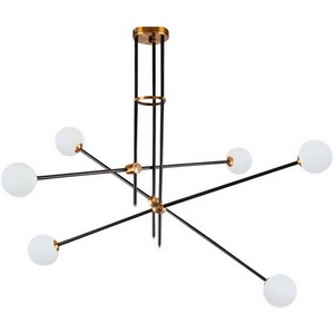 Изображение товара Потолочная люстра на штанге Delight Collection Bistro Globe 9389P/6 black/gold в форме шара