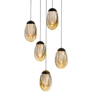 Изображение товара Подвесной светильник светодиодный Delight Collection MD25090022 MD25090022-5A matt black/champagne