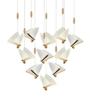 Изображение товара Подвесной светильник светодиодный с бабочками Delight Collection Butterfly OM8201008-11 rose gold