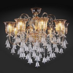 Изображение товара Подвесная люстра муранское стекло в виде колокольчика MD1102709-8B Illuminati MOOLLONA gold с подвесками